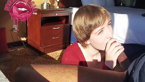 A big black cock is fucking a browned blonde 3 some steps away