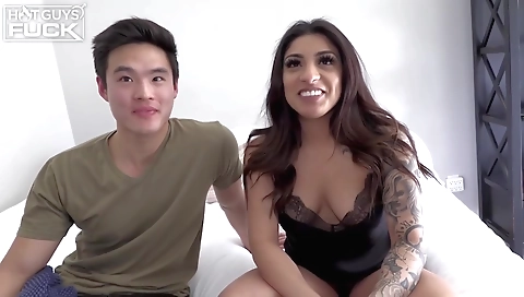 Ebony brunette girl gets fucked in a interracial scene