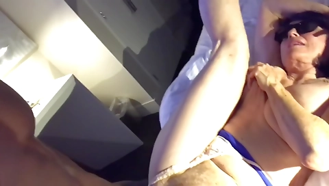 Mature granny gets fucked hard on the bed by older man