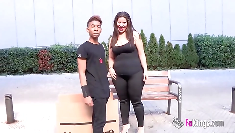 Slutty big titted brunette in amateur big boobies video