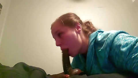 Hot blonde chick sucking cock and deepthroats on camera