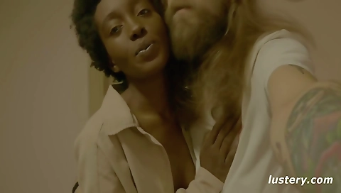 Horny black woman gets fucked in reverse by a dildo