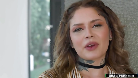 Latina with a sexy tattooed body is getting fucked hard