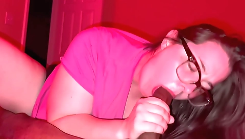 Brunette brunette giving a handjob to a young dude 2