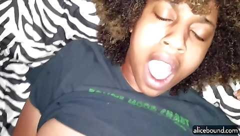 Hairy black and blonde couple are fucking on the camera