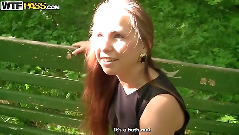 Brunette gets her pussy fucked in outdoor threesome