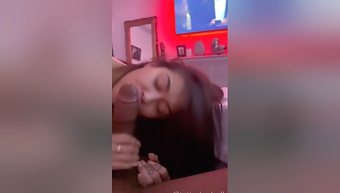 tattooed-up brunette fucked by her guy in the shower