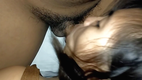 Asian teen with a hairy pussy sucks on a deep throat cock