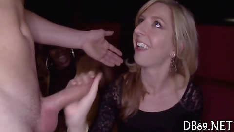 Ebony milf with a big ass and tits goes on a group sex