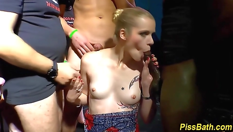 Busty blonde chicks with tattoos get pussed in the shower