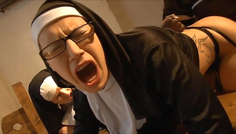 Milf threesome with a big cock in stockings and stockings