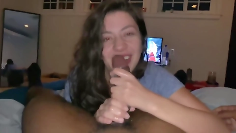 Stepmom with a big booty playing with his big cock