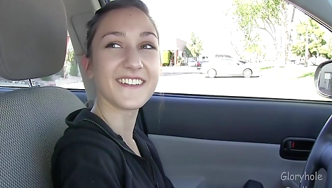 Cute brunette girl plays with her boyfriend's cock