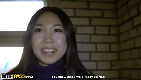 Asian chick in a sexy outfit with a hot pussy picked up