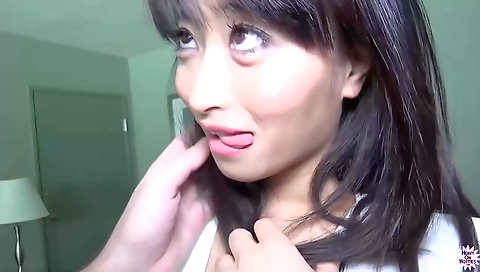 Japanese porn amateur pov video with a slutty brunette